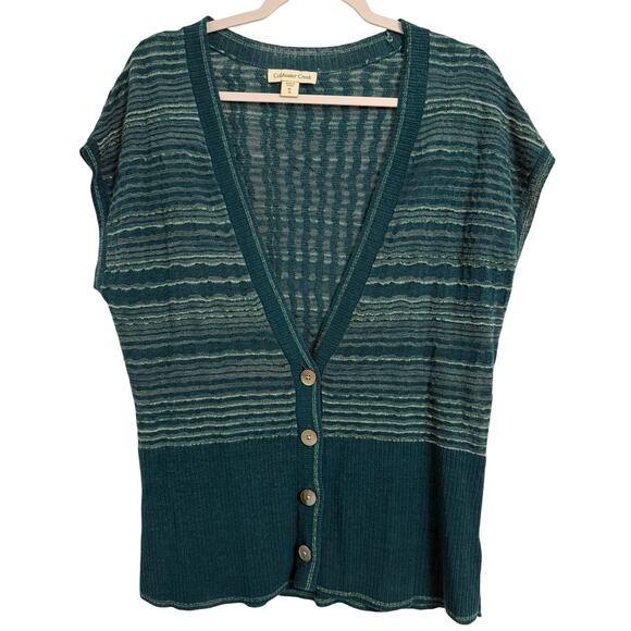 Coldwater Creek Sweaters - Coldwater Creek Coastal Nautical Linen Blend Open Knit Dolman Button Cardigan XL